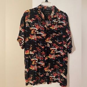 PacSun Black Halloween Tropical Print Shirt